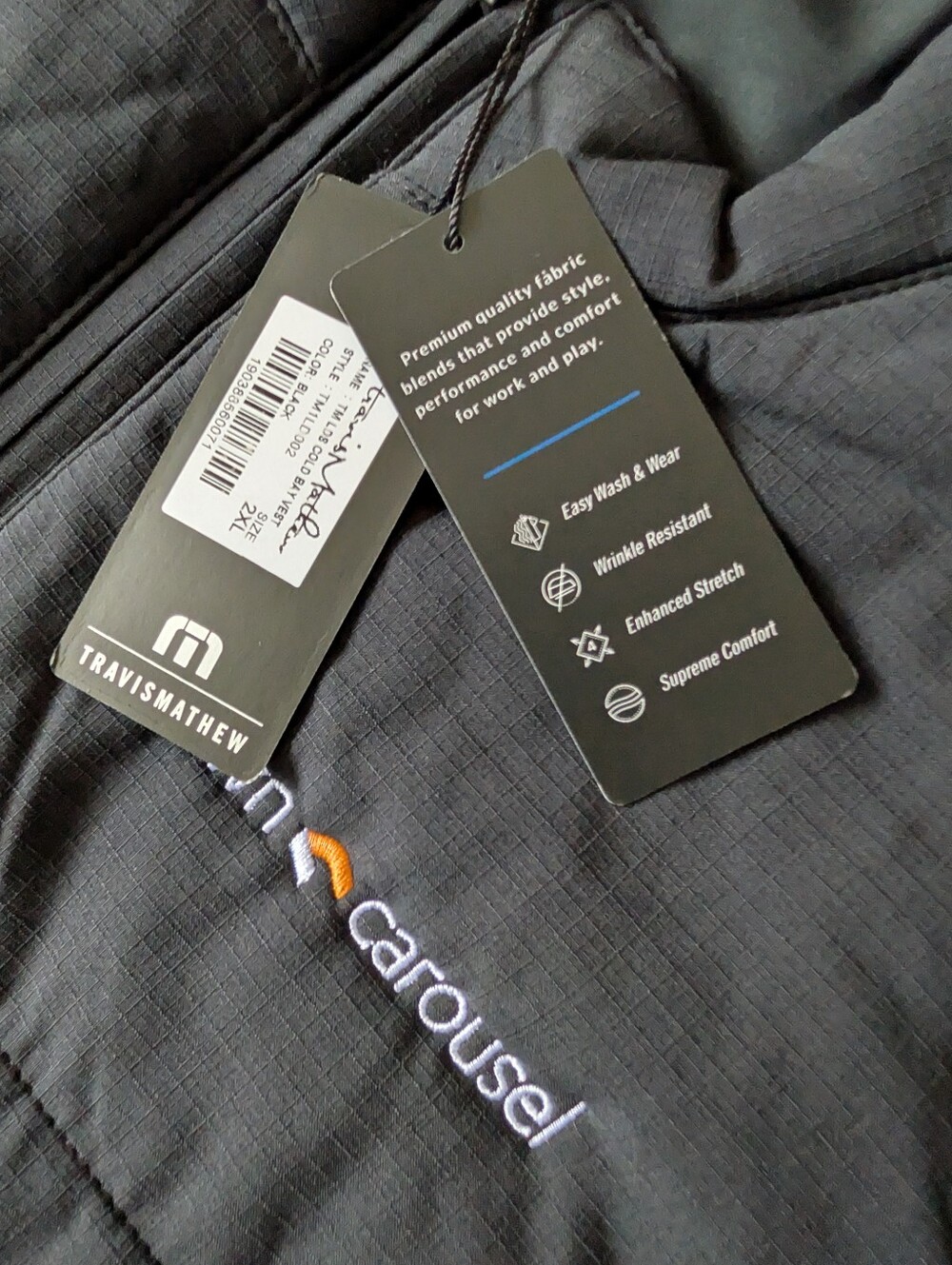 Travis Mathew Cold Bay Black Quilted Puffer Vest Lightweight XXL Preppy Golf image 2